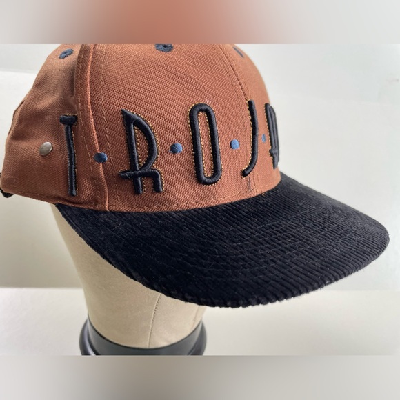 Vintage Rare Trojans College University Brown Hat Cap Raised Embroidery Letters - Picture 3 of 12